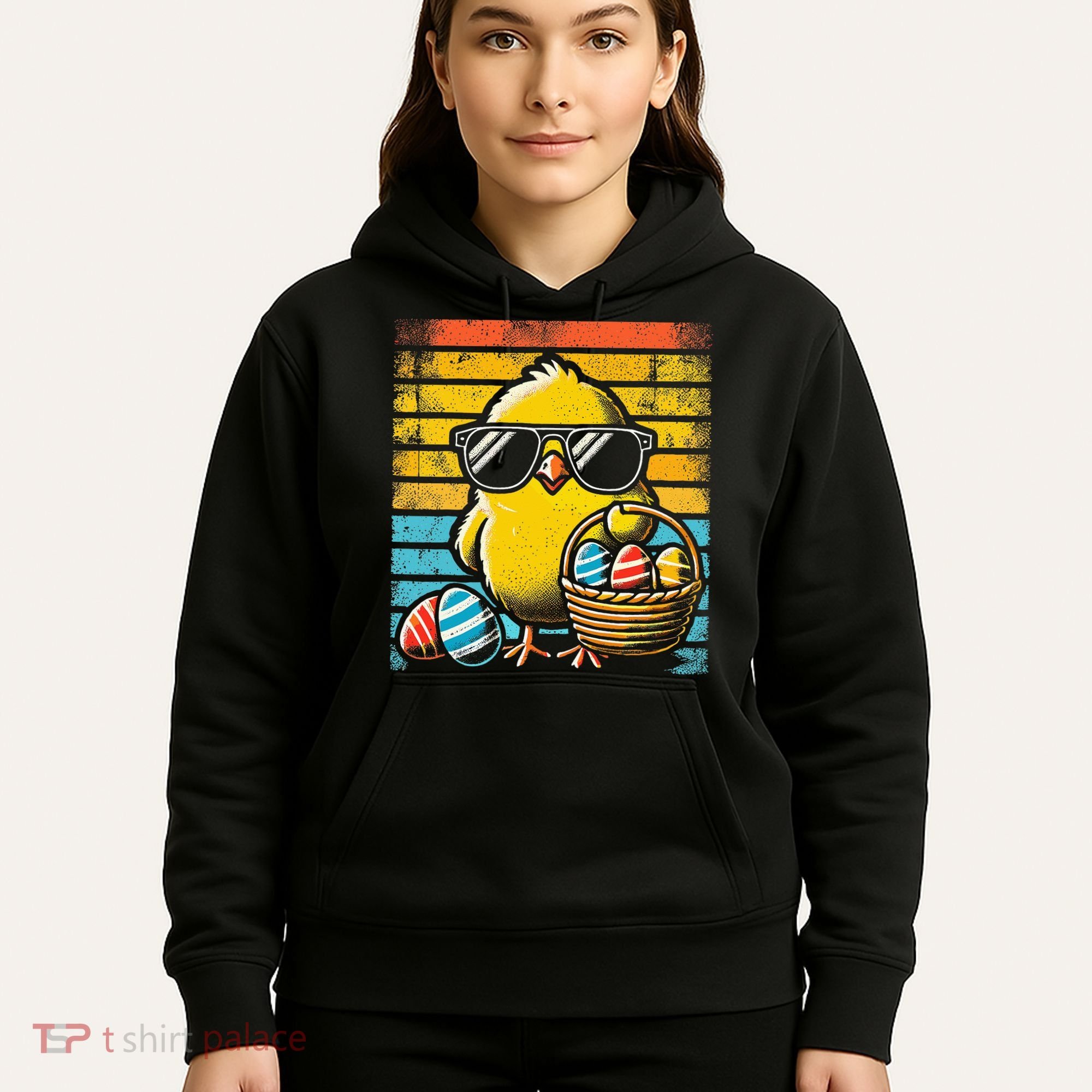 Retro Easter Chick Women Funny Easter Hoodie