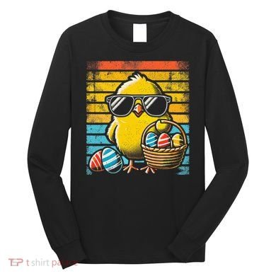 Retro Easter Chick Women Funny Easter Long Sleeve Shirt