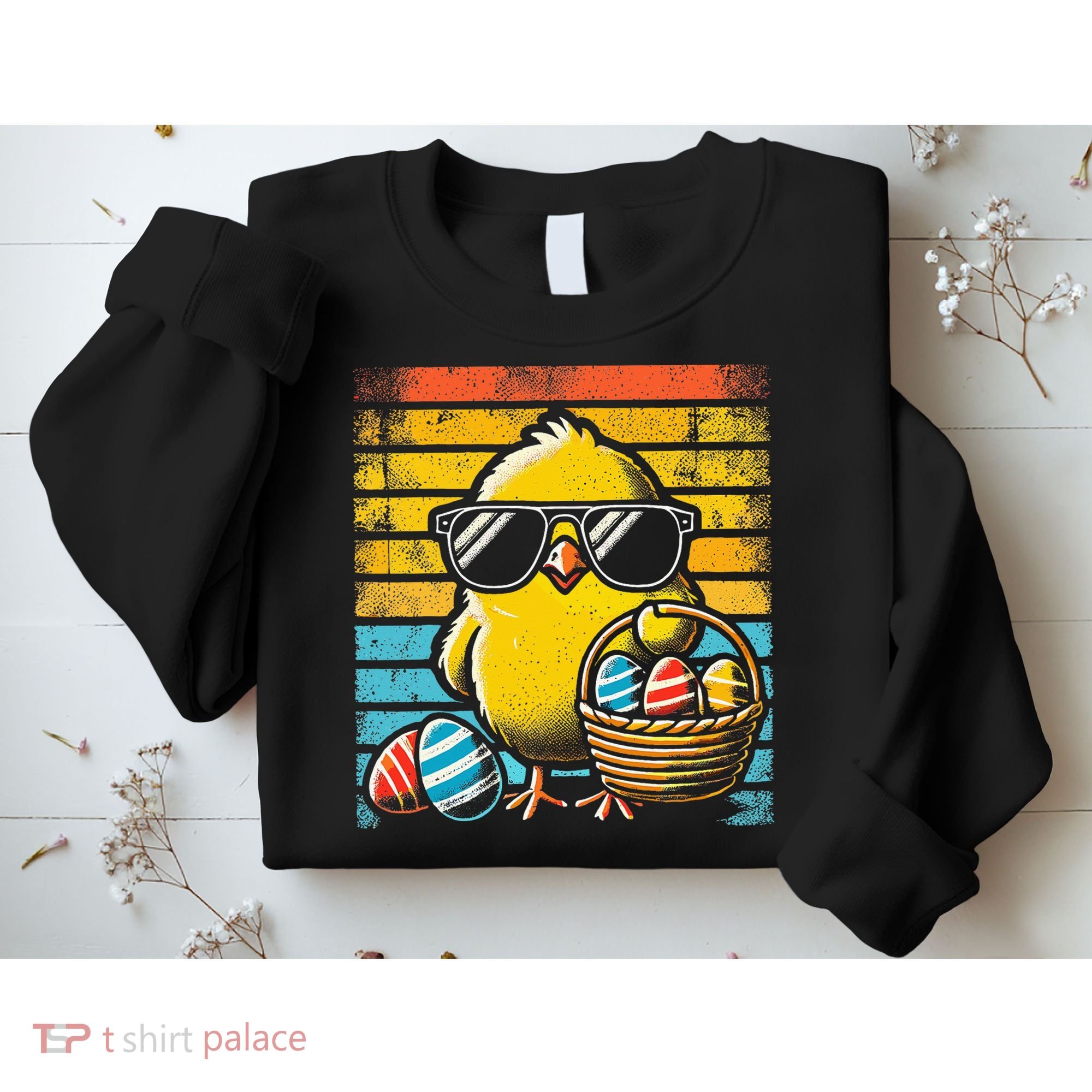 Retro Easter Chick Women Funny Easter Sweatshirt