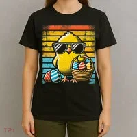 Retro Easter Chick Women Funny Easter T-Shirt thumb 4