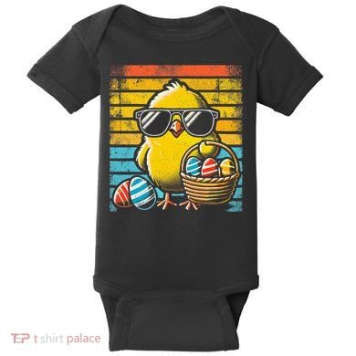 Retro Easter Chick Women Funny Easter Baby Bodysuit