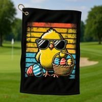 Retro Easter Chick Women Funny Easter Golf Towel thumb 1