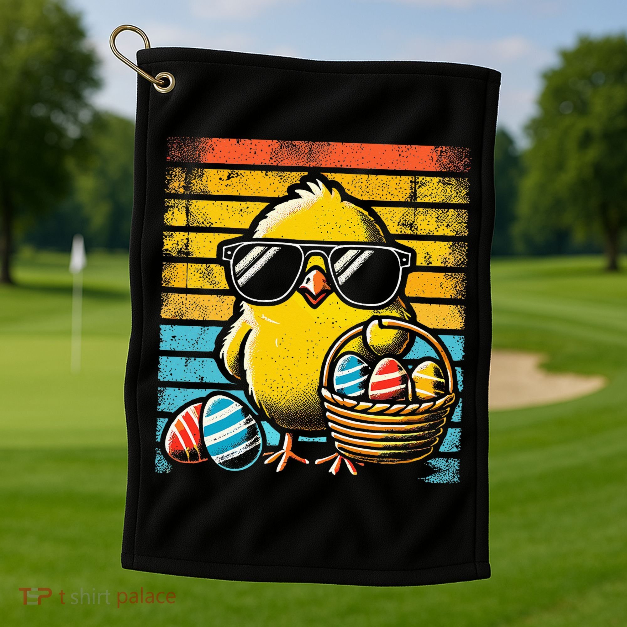 Retro Easter Chick Women Funny Easter Golf Towel