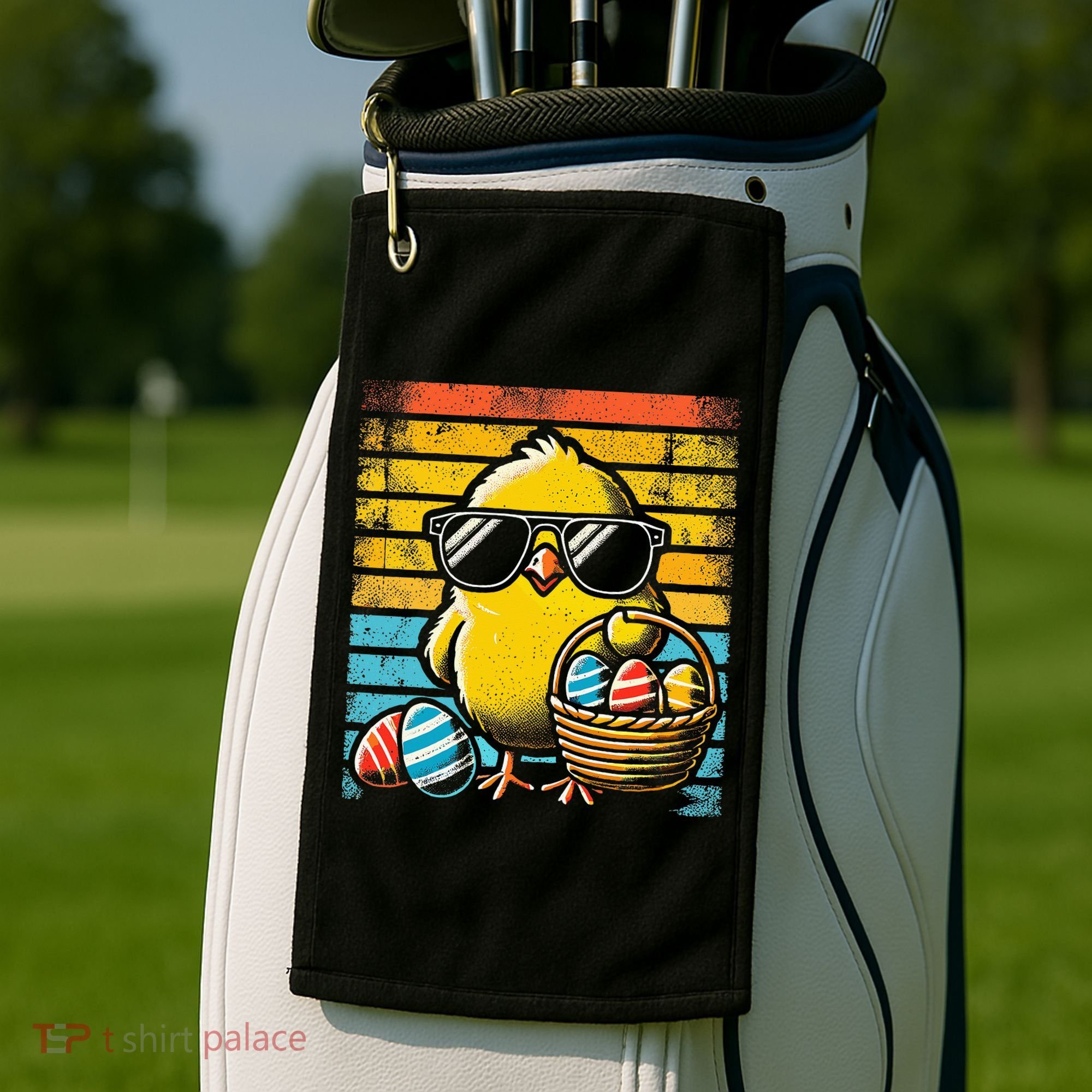 Retro Easter Chick Women Funny Easter Golf Towel