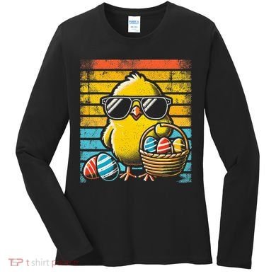Retro Easter Chick Women Funny Easter Women's Long Sleeve Shirt