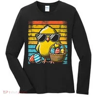 Retro Easter Chick Women Funny Easter Women's Long Sleeve Shirt thumb 0