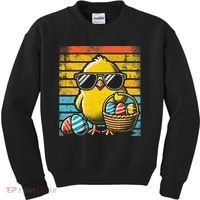 Retro Easter Chick Women Funny Easter Kids Sweatshirt thumb 0