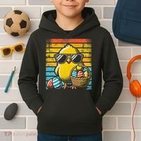 Retro Easter Chick Women Funny Easter Kids Hoodie thumb 2