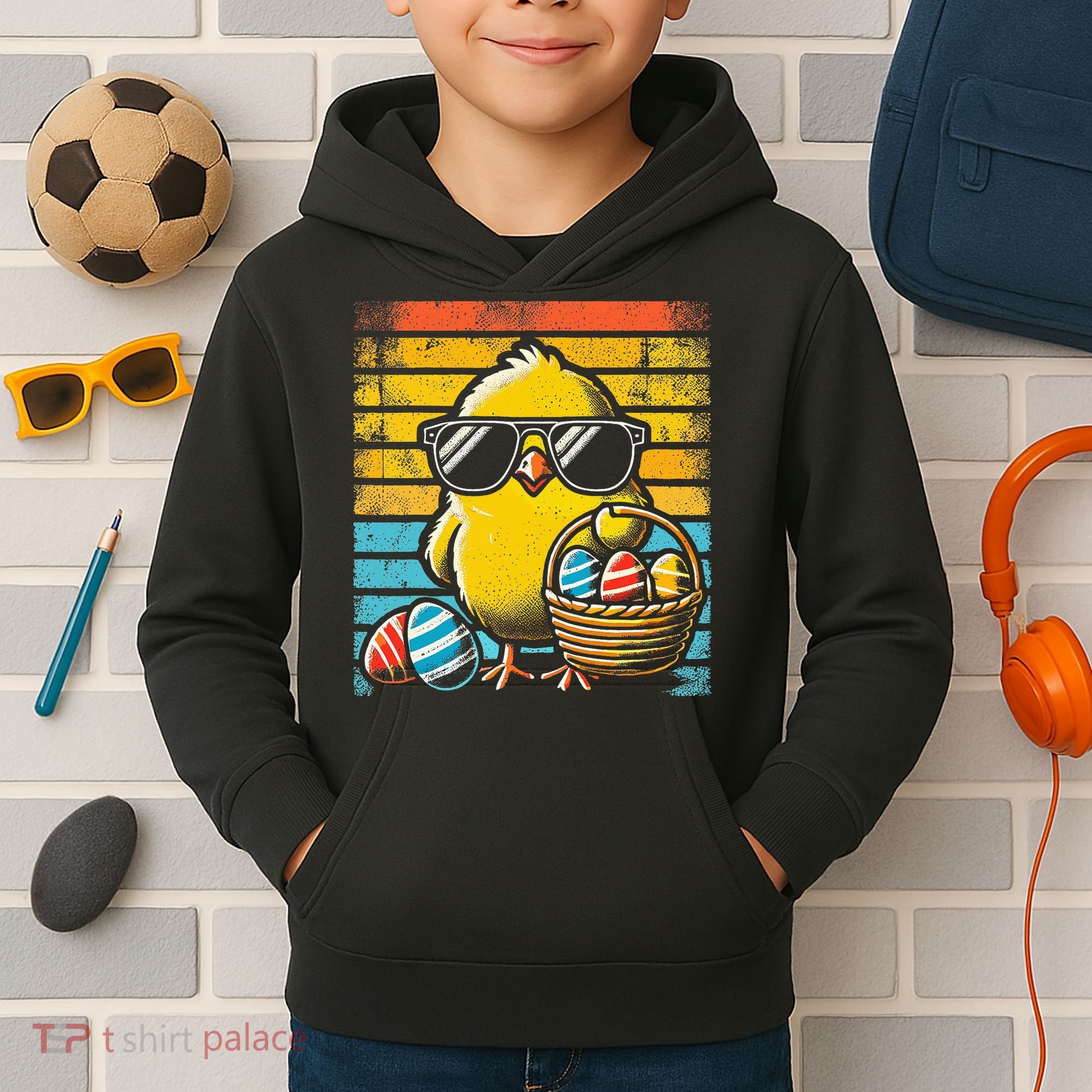 Retro Easter Chick Women Funny Easter Kids Hoodie