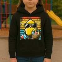 Retro Easter Chick Women Funny Easter Kids Hoodie thumb 3