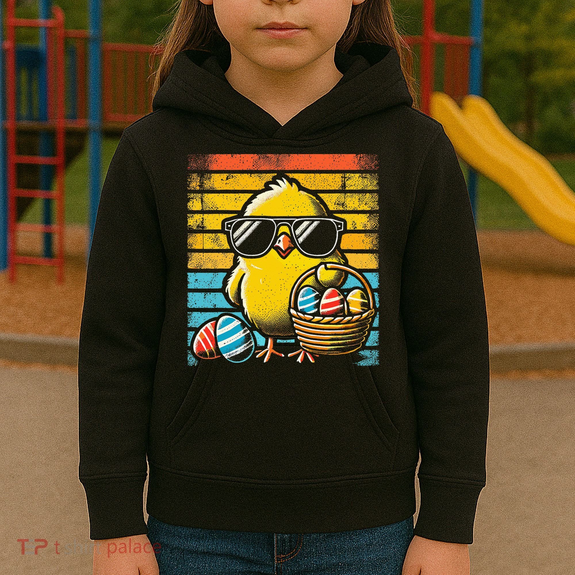 Retro Easter Chick Women Funny Easter Kids Hoodie