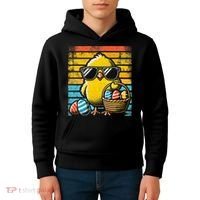 Retro Easter Chick Women Funny Easter Kids Hoodie thumb 4