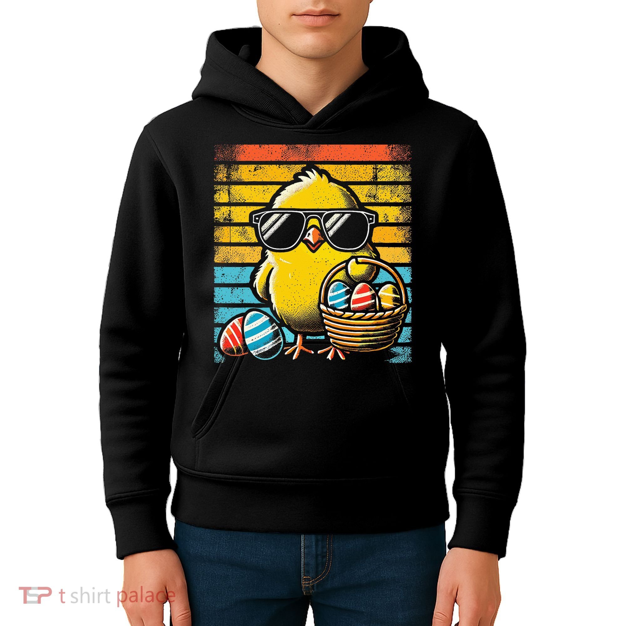 Retro Easter Chick Women Funny Easter Kids Hoodie