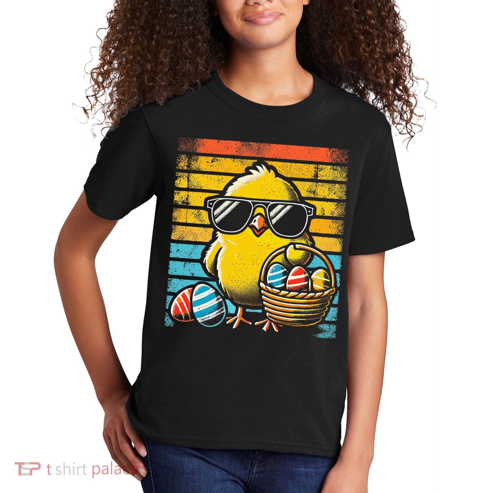 Retro Easter Chick Women Funny Easter Kids T-Shirt