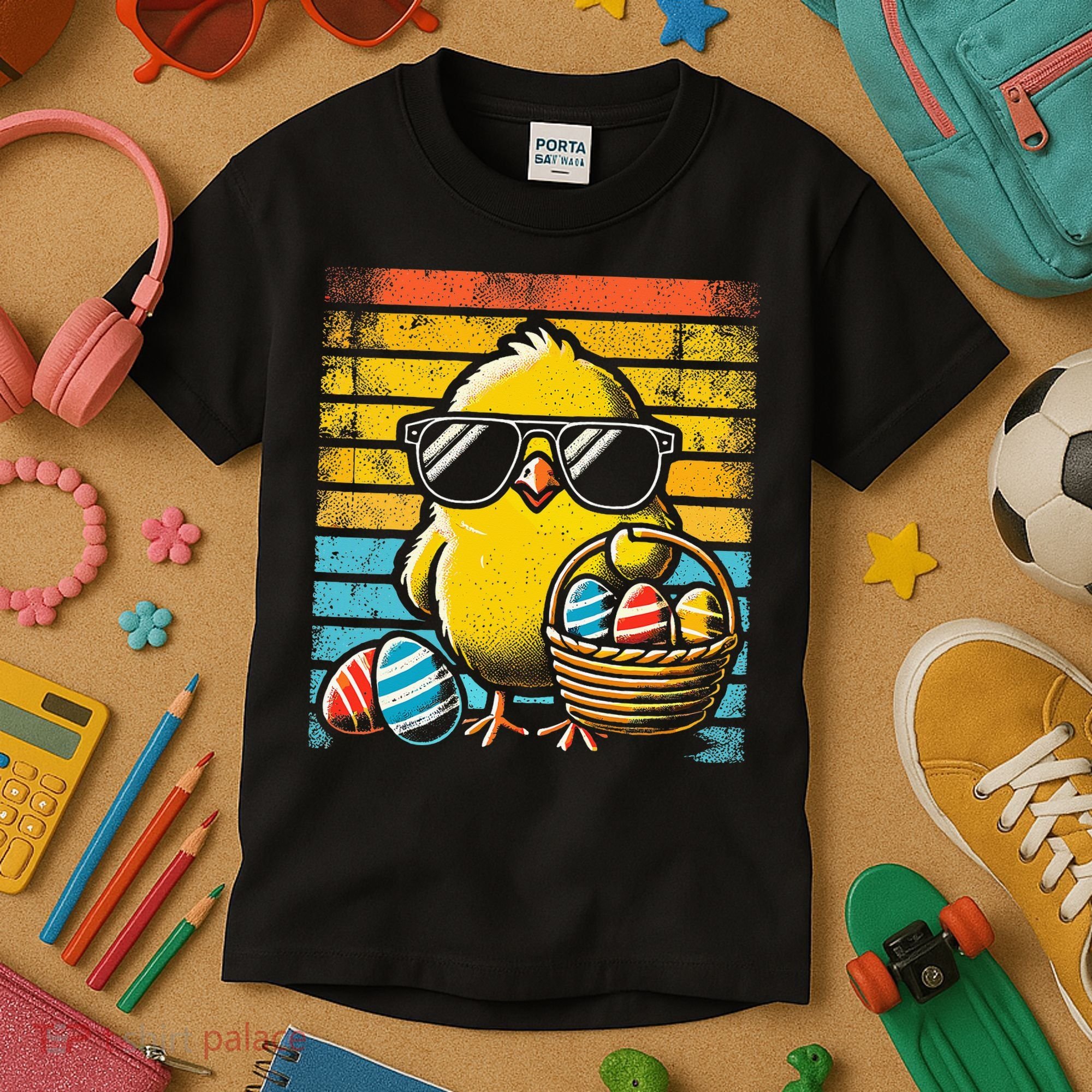 Retro Easter Chick Women Funny Easter Kids T-Shirt