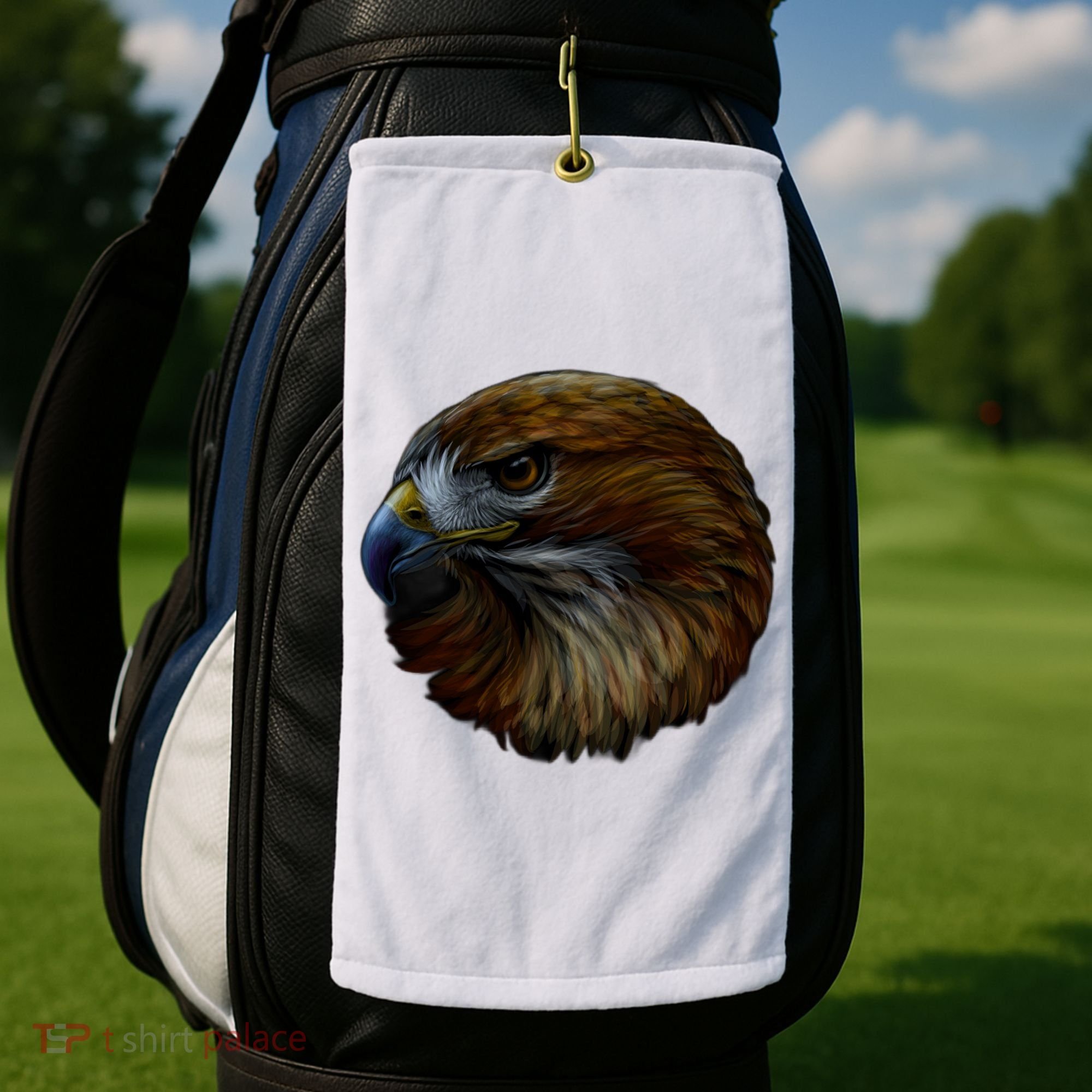 Realistic Eagle Close Up Golf Towel
