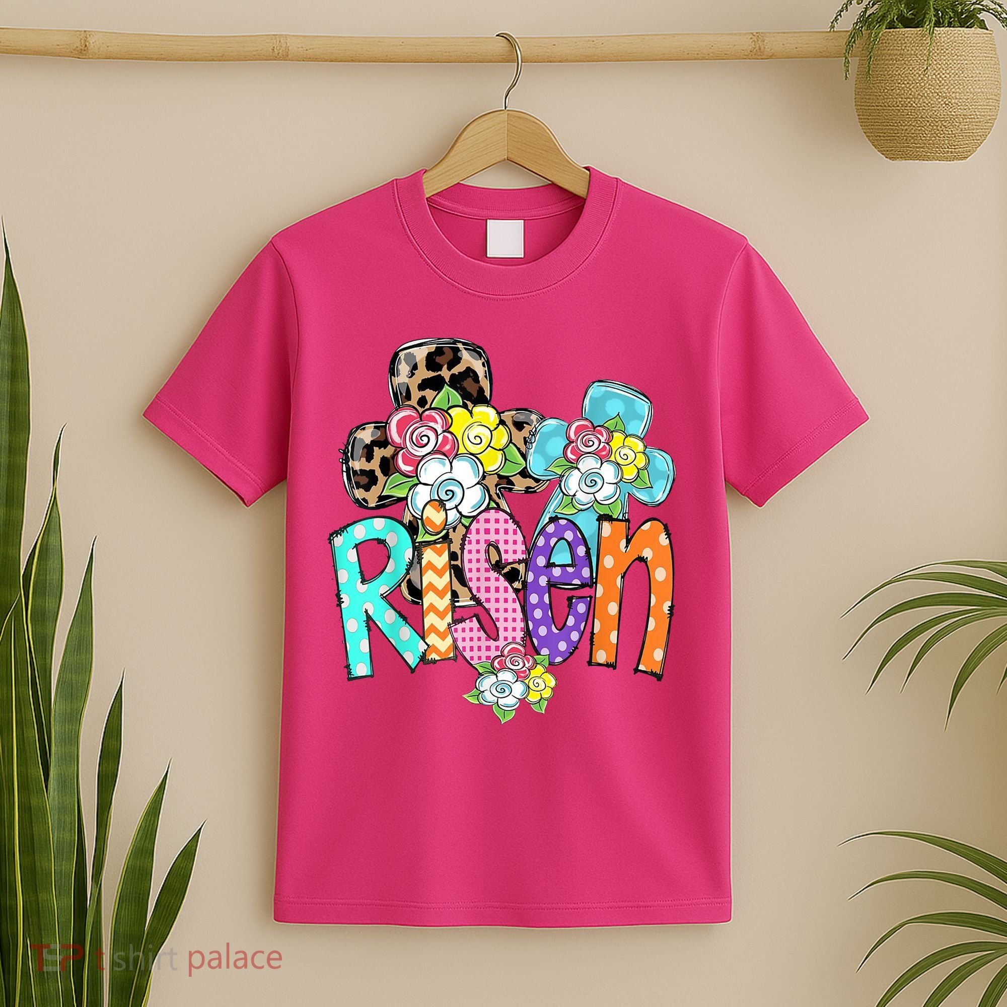 Risen Easter Cross Colorful T-Shirt