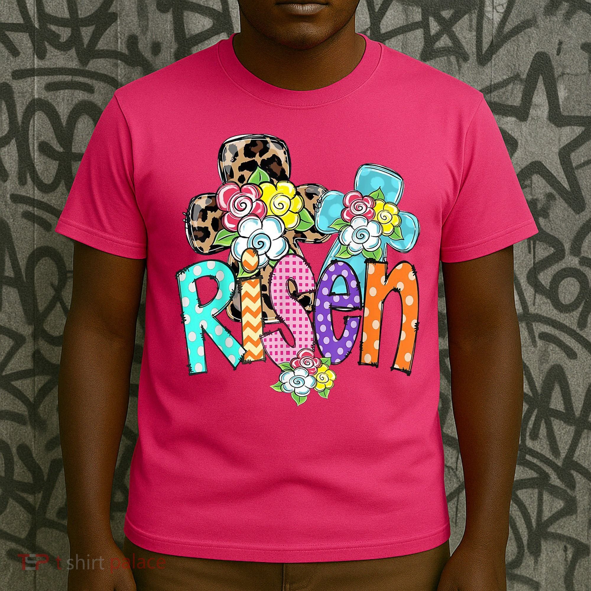 Risen Easter Cross Colorful T-Shirt