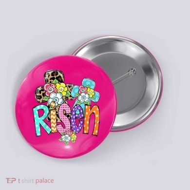 Risen Easter Cross Colorful Button
