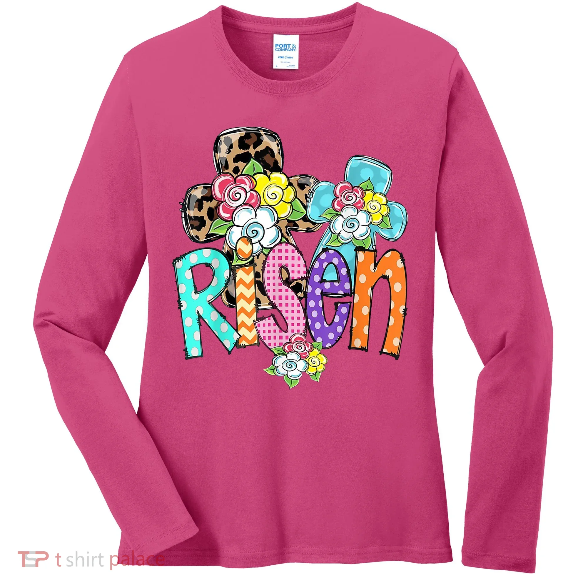 Risen Easter Cross Colorful Women's Long Sleeve Shirt