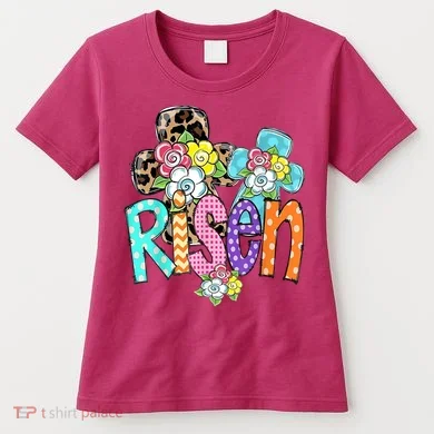 Risen Easter Cross Colorful Women's T-Shirt