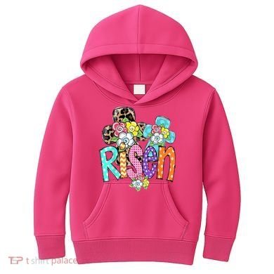 Risen Easter Cross Colorful Kids Hoodie