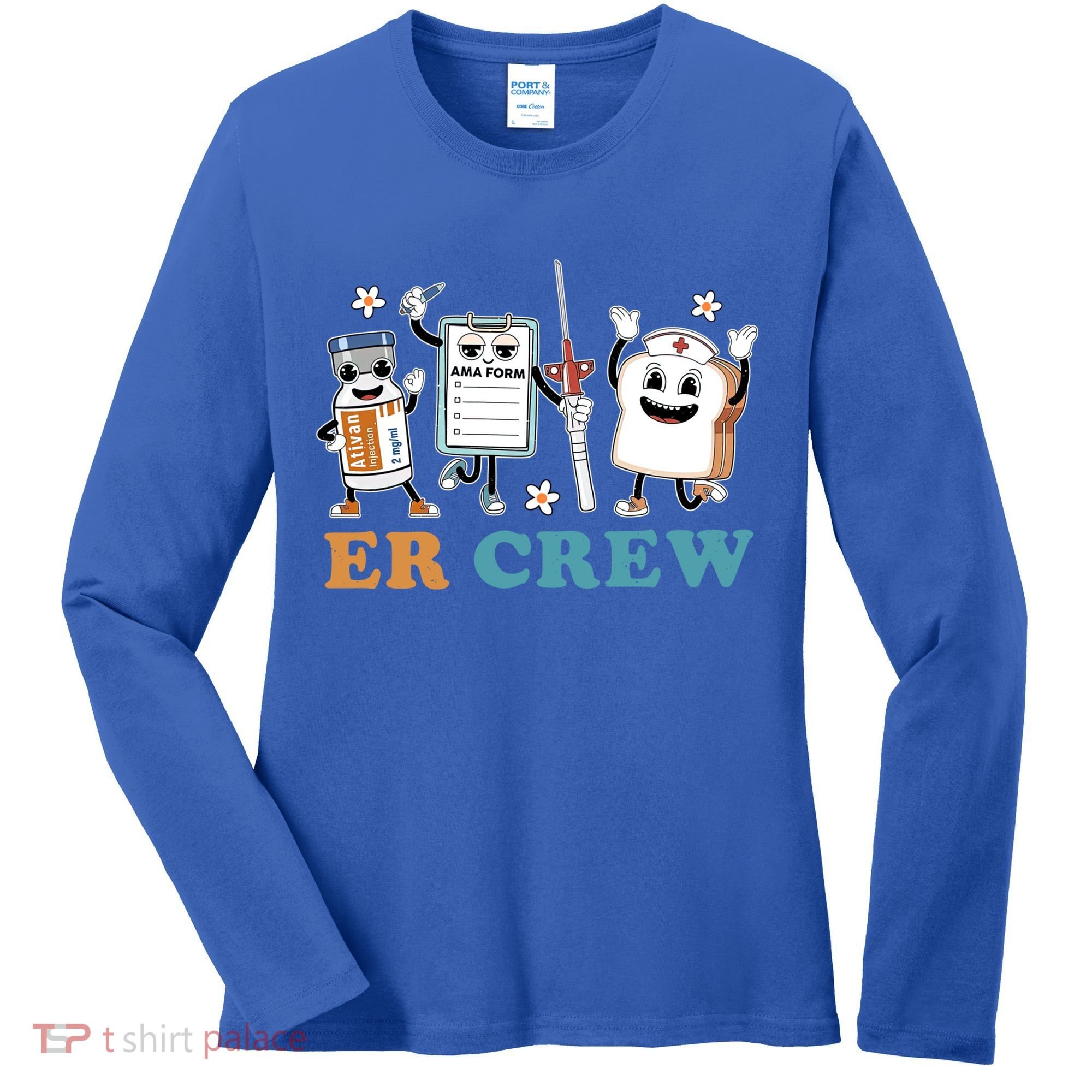 Retro Er Crew Emergency Room Funny Er Ed Nurse Tech Gift Women's Long Sleeve Shirt