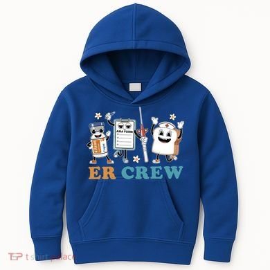 Retro Er Crew Emergency Room Funny Er Ed Nurse Tech Gift Kids Hoodie