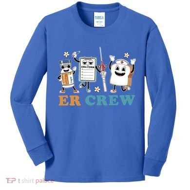 Retro Er Crew Emergency Room Funny Er Ed Nurse Tech Gift Kids Long Sleeve Shirt