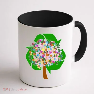 Recycle Reuse Reduce Flower Tree Coffee Mug back