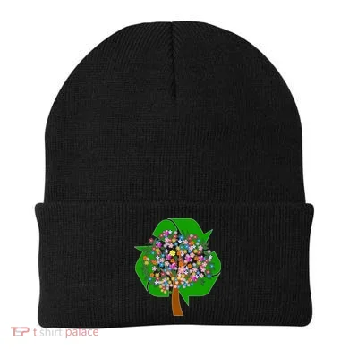 Recycle Reuse Reduce Flower Tree Beanie