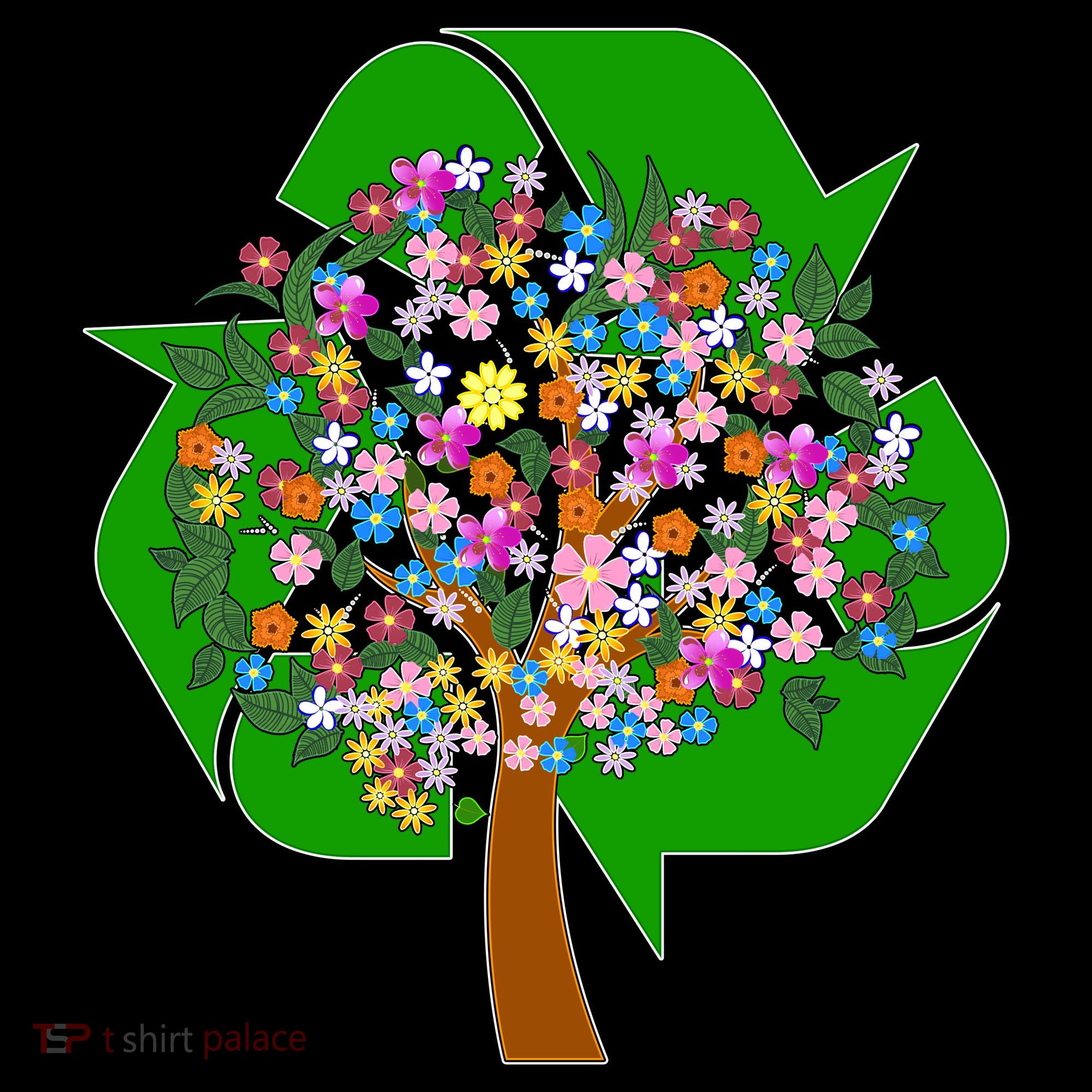Recycle Reuse Reduce Flower Tree Ornament