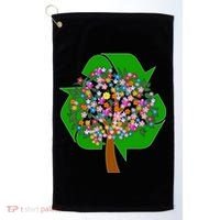 Recycle Reuse Reduce Flower Tree Golf Towel thumb 0