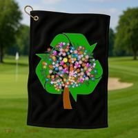 Recycle Reuse Reduce Flower Tree Golf Towel thumb 1