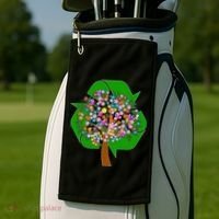 Recycle Reuse Reduce Flower Tree Golf Towel thumb 2