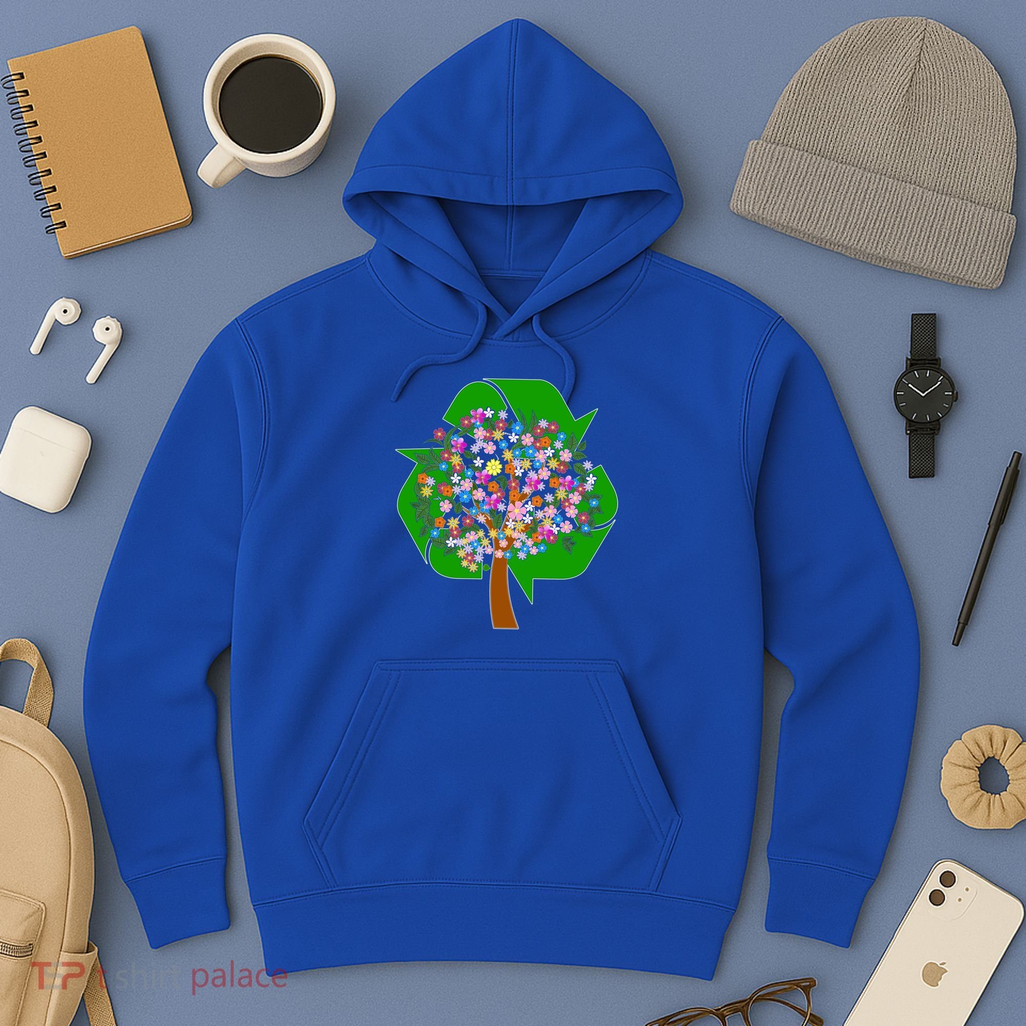 Recycle Reuse Reduce Flower Tree Hoodie