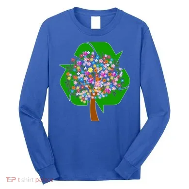 Recycle Reuse Reduce Flower Tree Long Sleeve Shirt