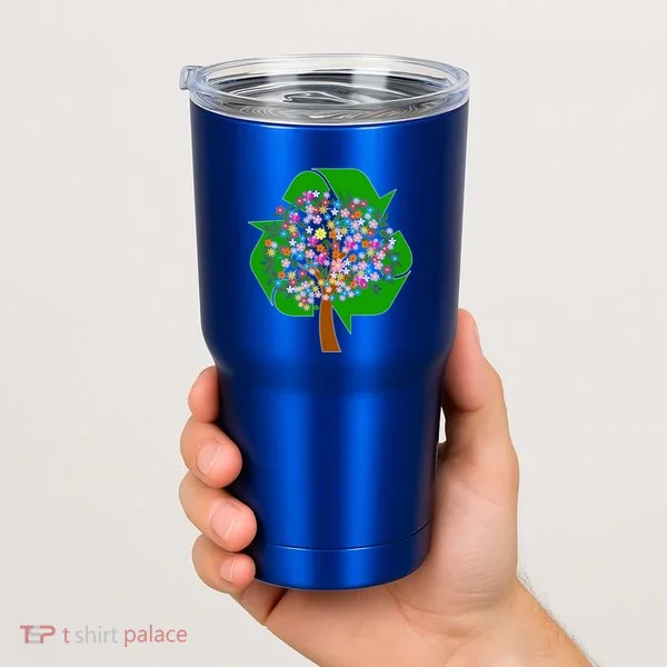 Recycle Reuse Reduce Flower Tree Tumbler