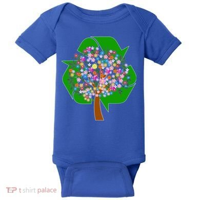 Recycle Reuse Reduce Flower Tree Baby Bodysuit