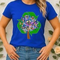 Recycle Reuse Reduce Flower Tree Women's T-Shirt thumb 2