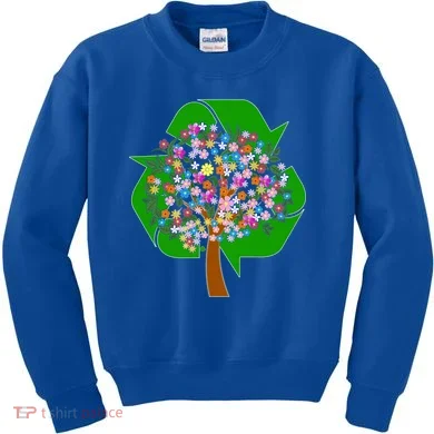 Recycle Reuse Reduce Flower Tree Kids Sweatshirt