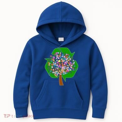 Recycle Reuse Reduce Flower Tree Kids Hoodie