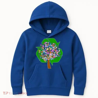 Recycle Reuse Reduce Flower Tree Kids Hoodie