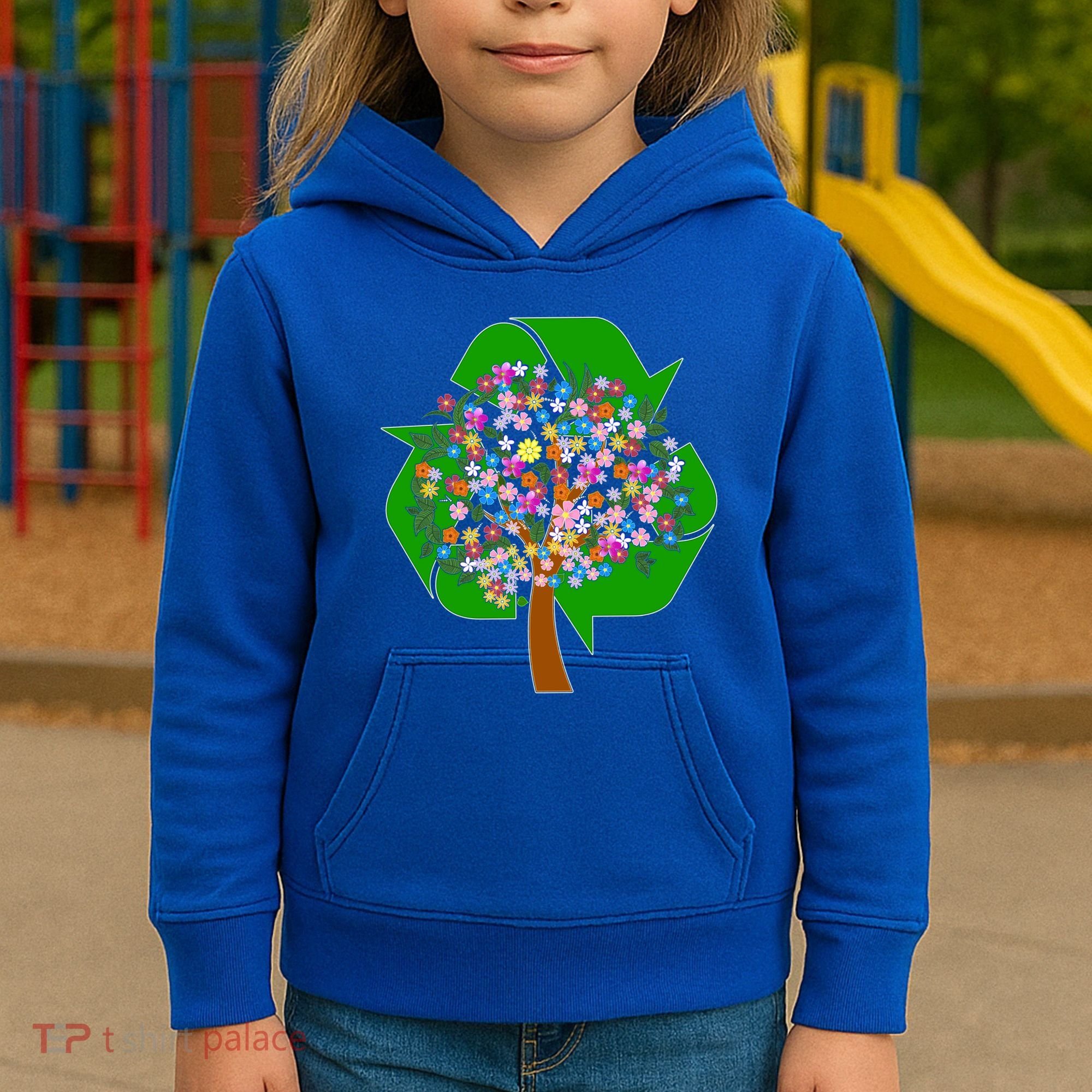 Recycle Reuse Reduce Flower Tree Kids Hoodie