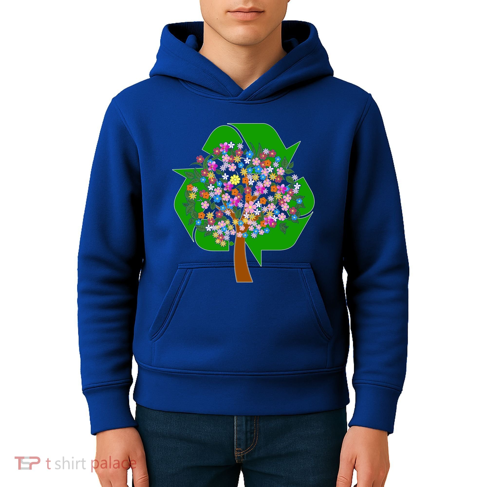 Recycle Reuse Reduce Flower Tree Kids Hoodie