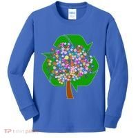 Recycle Reuse Reduce Flower Tree Kids Long Sleeve Shirt thumb 0