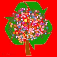 Recycle Reuse Reduce Flower Tree Santa Hat thumb 1