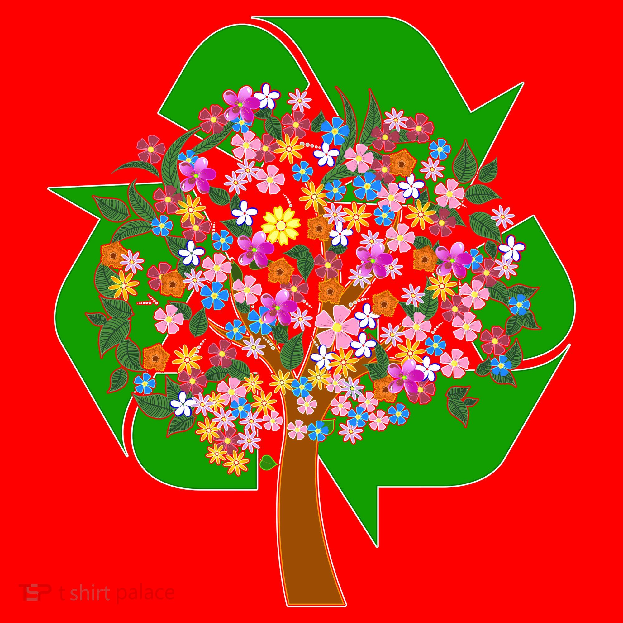 Recycle Reuse Reduce Flower Tree Santa Hat