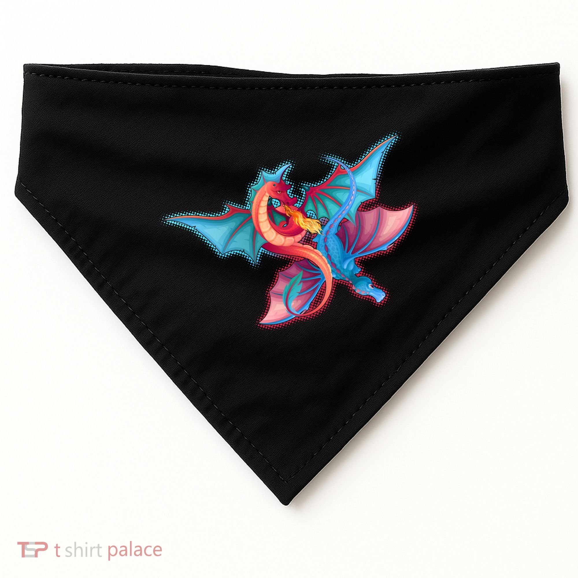 Red And Blue Flying Dragons USA-Made Doggie Bandana