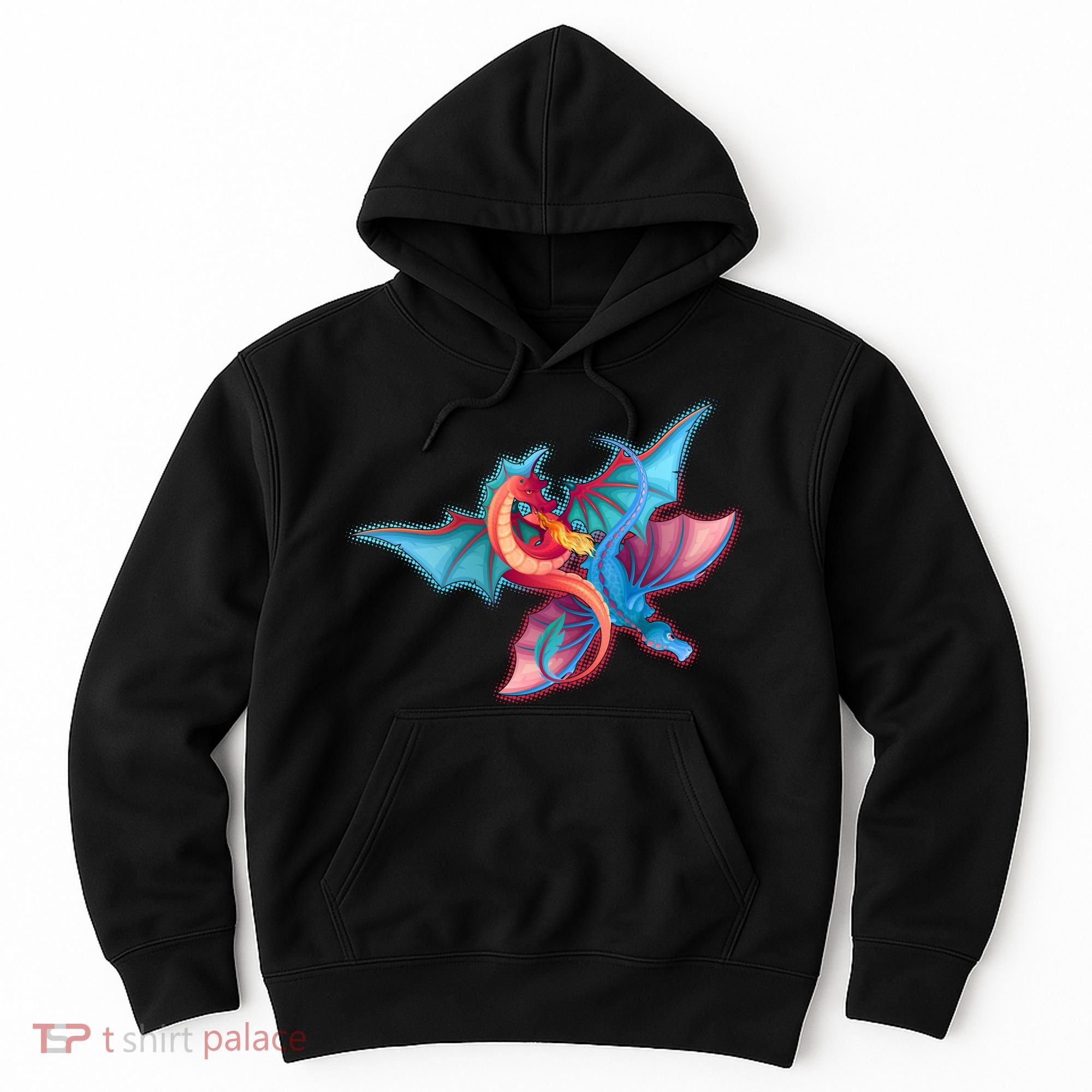 Red And Blue Flying Dragons Hoodie